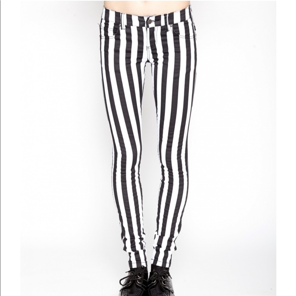 Tripp NYC black&white striped low-rise jeans